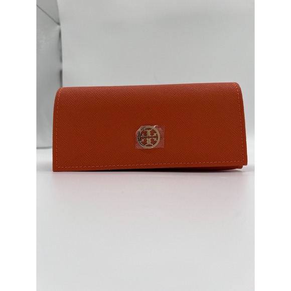 Tory‎ Burch Wallet Saffiano Leather Cosmetic Case Sunglasses Case Orange - Picture 1 of 6